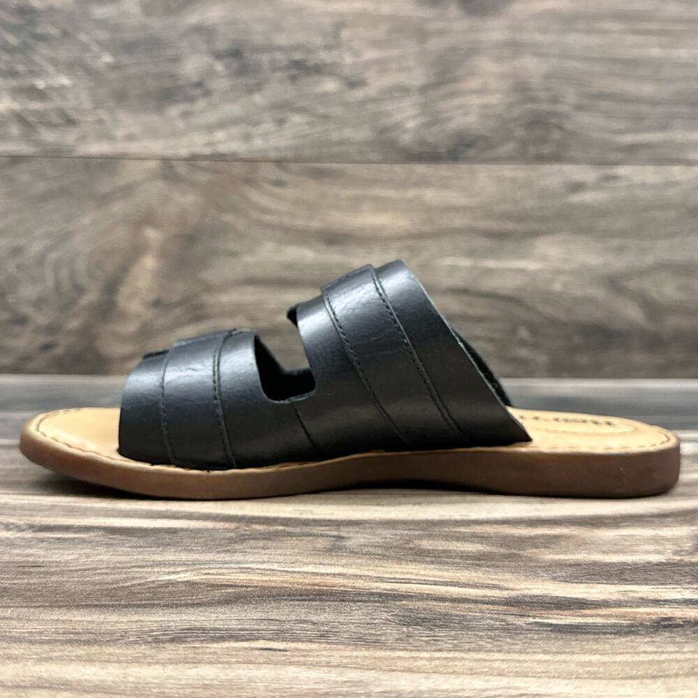 NIB Born Henna 7M Comfort Black Leather Slide Sandals - Picture 4 of 11